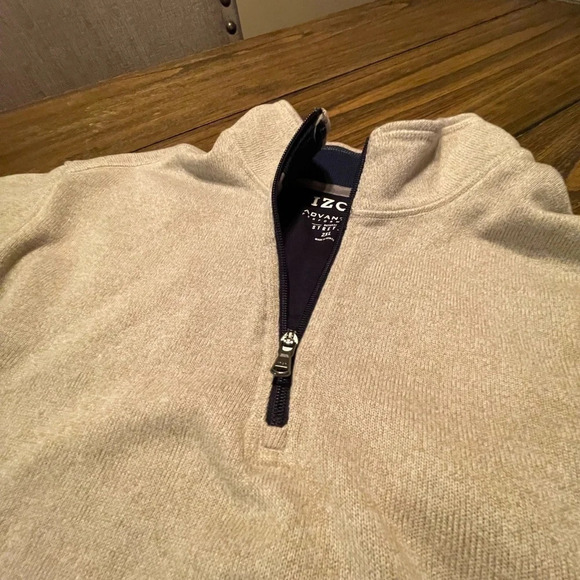 Izod Mens Sweater Size XXL Pullover 1/4 Zip Long Sleeve Beige EUC - Picture 7 of 7